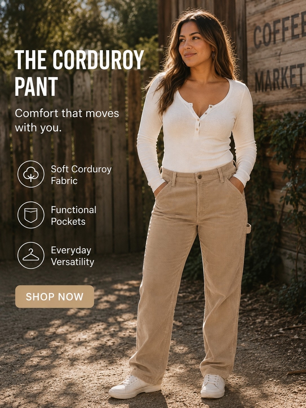 SO Straight-Leg Corduroy Pants in Khaki